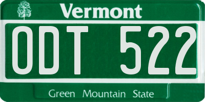 VT license plate ODT522