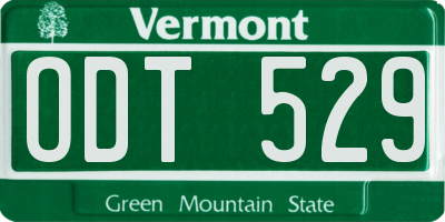 VT license plate ODT529