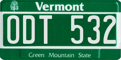 VT license plate ODT532