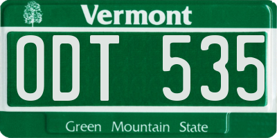 VT license plate ODT535