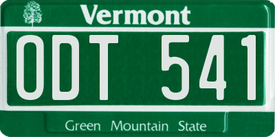 VT license plate ODT541