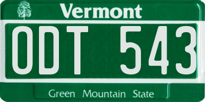 VT license plate ODT543
