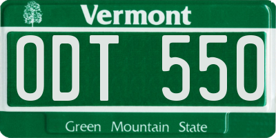 VT license plate ODT550