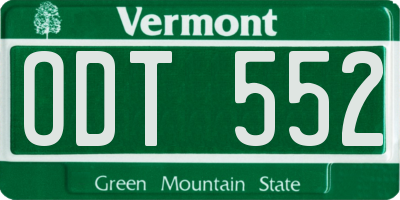 VT license plate ODT552