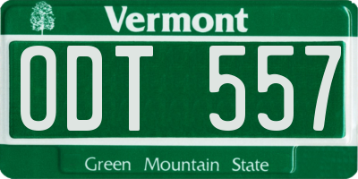 VT license plate ODT557