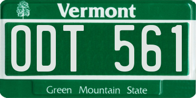 VT license plate ODT561