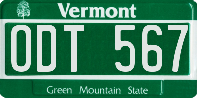 VT license plate ODT567