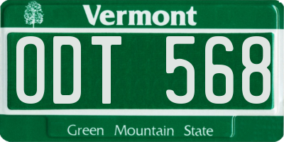 VT license plate ODT568