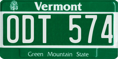 VT license plate ODT574