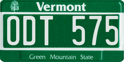 VT license plate ODT575