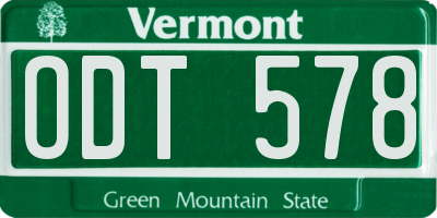 VT license plate ODT578
