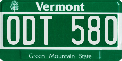 VT license plate ODT580
