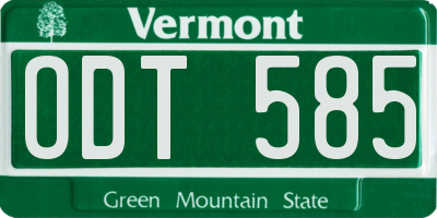VT license plate ODT585