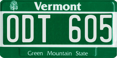VT license plate ODT605