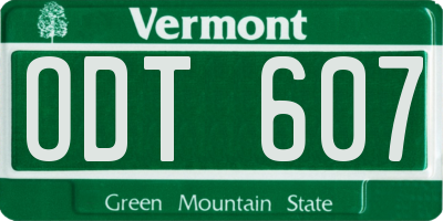 VT license plate ODT607
