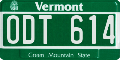 VT license plate ODT614