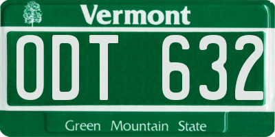 VT license plate ODT632