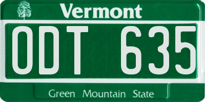 VT license plate ODT635