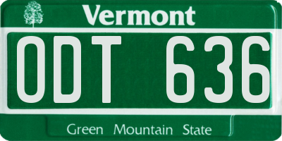 VT license plate ODT636