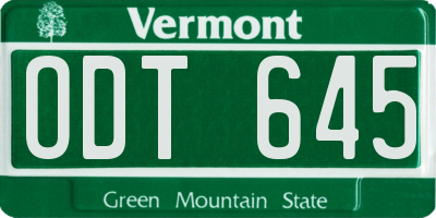 VT license plate ODT645
