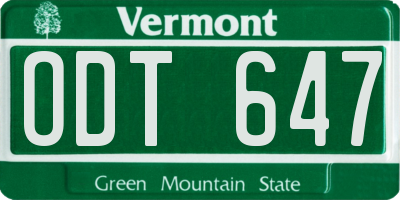 VT license plate ODT647