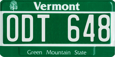 VT license plate ODT648