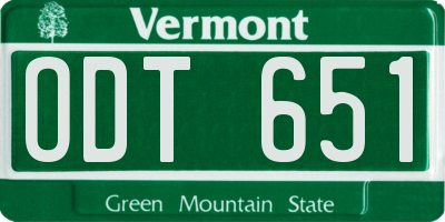 VT license plate ODT651