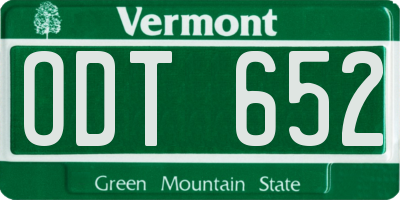 VT license plate ODT652
