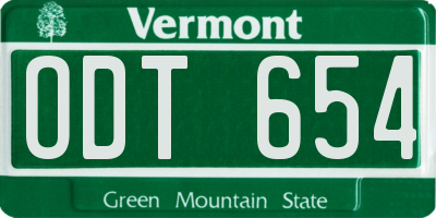 VT license plate ODT654