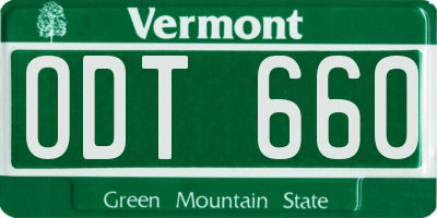 VT license plate ODT660