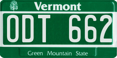 VT license plate ODT662