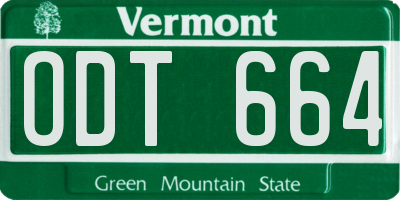 VT license plate ODT664