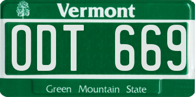 VT license plate ODT669