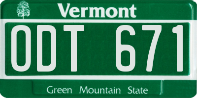 VT license plate ODT671