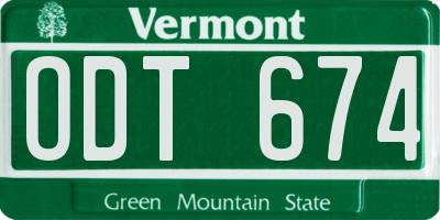 VT license plate ODT674