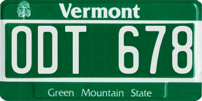 VT license plate ODT678