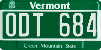 VT license plate ODT684
