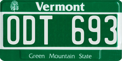 VT license plate ODT693