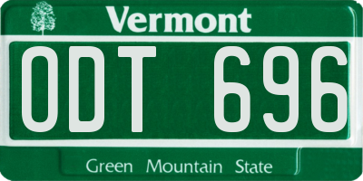 VT license plate ODT696