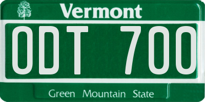VT license plate ODT700
