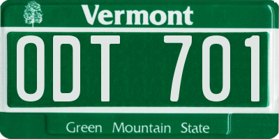 VT license plate ODT701