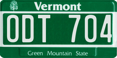 VT license plate ODT704