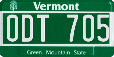VT license plate ODT705