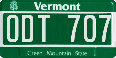 VT license plate ODT707