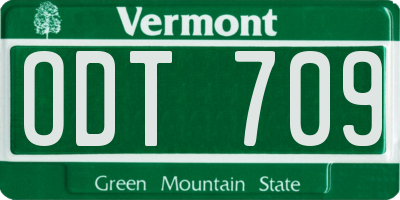 VT license plate ODT709