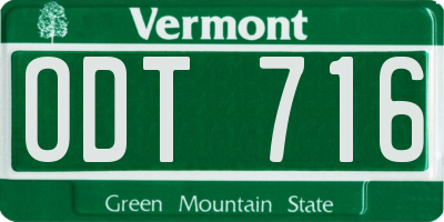 VT license plate ODT716