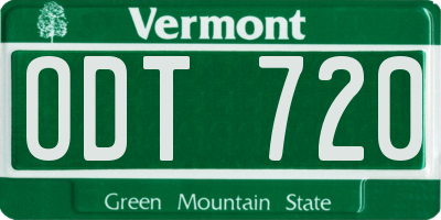 VT license plate ODT720