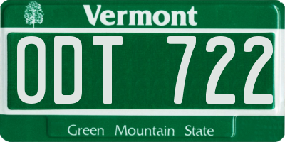 VT license plate ODT722