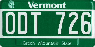 VT license plate ODT726