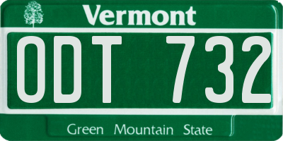 VT license plate ODT732
